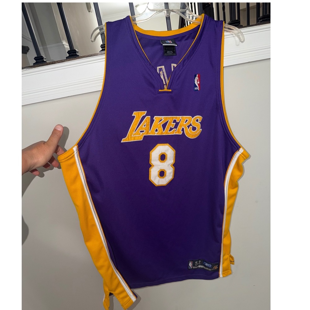 Reebok Los Angeles Lakers Kobe Bryant 8 NBA Jersey Purple Gold Mens 52 R704A